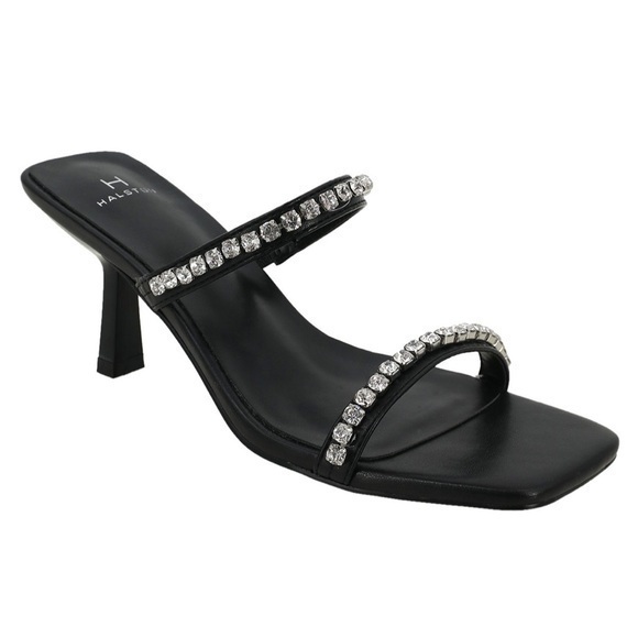 H by Halston Shoes - nib H by Halston Maldives Crystal Strap Sandals in Black size 9
